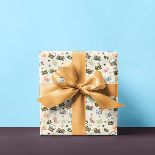 Retro-Kameramuster Beige Geschenkpapier