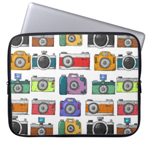 Retro-Kameras Illustriertes Muster Foto Laptopschutzhülle