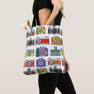 Retro-Kameras Illustriertes Muster Foto Tasche