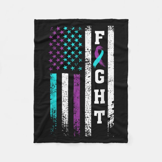 Retro-Kampf-Suizidpräventionsbewusstsein US-Flagge Fleecedecke (Vorderseite)