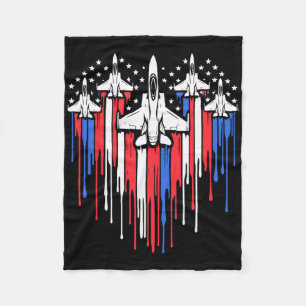 Retro-Kampfjet-Flugzeug Amerikanische Flagge Herz  Fleecedecke