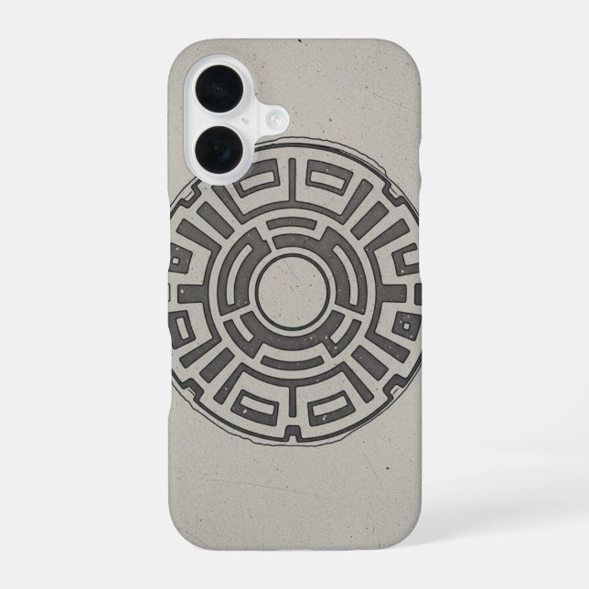 Retro Kanaldeckel iPhone 16 Hülle (Rückseite)
