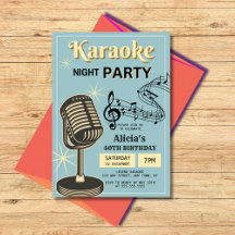Retro Karaoke Night Party Aquamarin & Cream Geburt