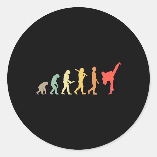 Retro Karate Evolution Geschenk für Karateka Runder Aufkleber (Vorderseite)