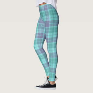 Retro Kariert Aqua Lila Leggings