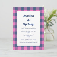 Retro Kariert Checkered Lila und Navy Blue Wedding