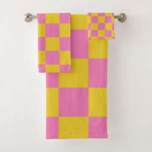 Retro kariert Pink Gelb Badhandtuch Set