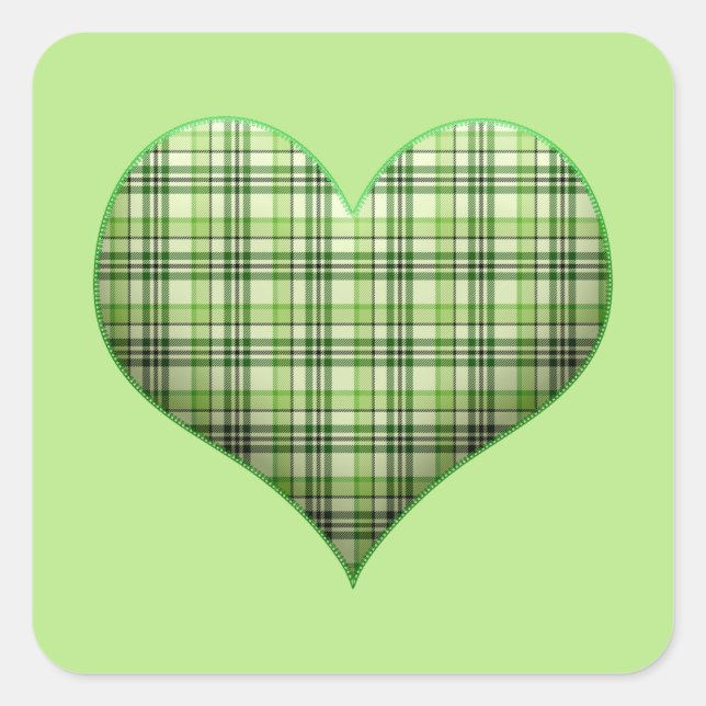 Retro kariert Puffherz St Patrick Quadratischer Aufkleber (Vorderseite)