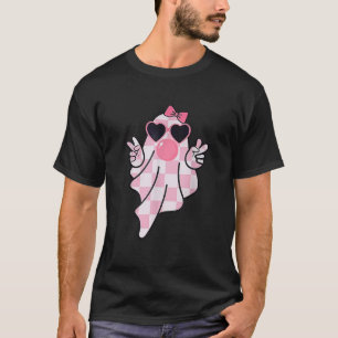 Retro kariert süßer rosa Geist bläst Bubble Gum T-Shirt