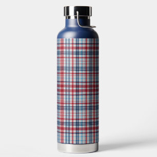 Retro, kariertes rot weiß blau Muster Trinkflasche