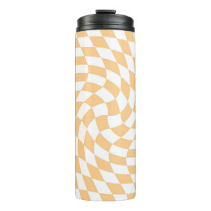 Retro-Karo aus verdrecktem Pastell Thermosbecher
