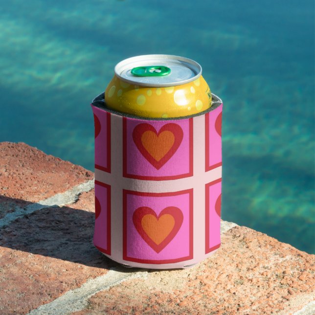 Retro-Karo mit rosafarbenem Herz Dosenkühler (In Situ Pool)