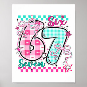 Retro Karo-Valentinstag Six Seven Meme 67 Viral  Poster