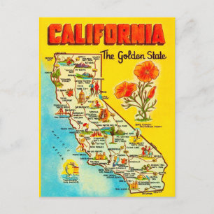 Retro-Karte des Staates Kalifornien  Postkarte
