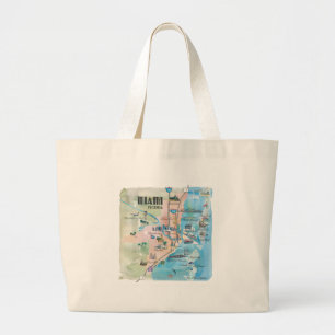Retro Karte Miamis Florida Jumbo Stoffbeutel