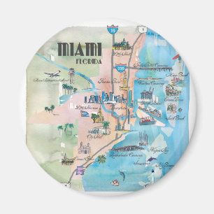 Retro Karte Miamis Florida Magnet