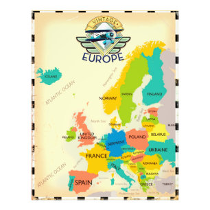 Retro-Karte von Europa. Fotodruck