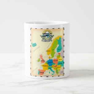 Retro-Karte von Europa. Jumbo-Tasse