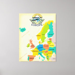 Retro-Karte von Europa. Leinwanddruck