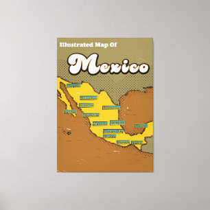 Retro-Karte von Mexiko Leinwanddruck
