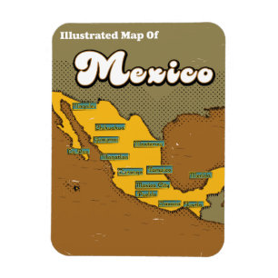 Retro-Karte von Mexiko Magnet