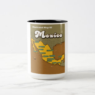 Retro-Karte von Mexiko Zweifarbige Tasse