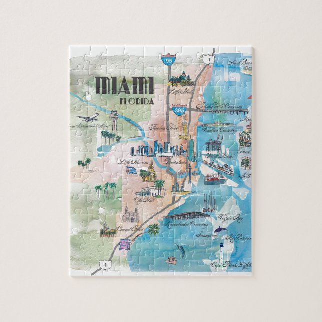 Retro-Karte von Miami Florida (Vertikal)