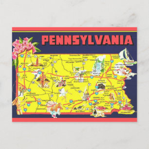 Retro-Karte von Pennsylvania  Postkarte
