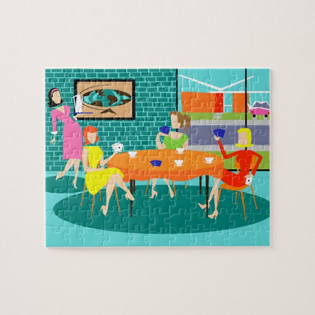 Retro Kartenspiel-Puzzlespiel der Frauen (Horizontal)