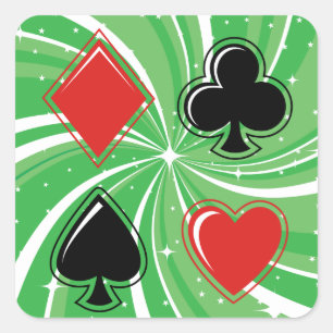 Retro-Kartensymbole in lebendigem Rot und Schwarz Quadratischer Aufkleber