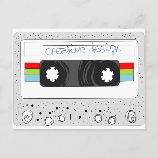 Retro-Kassette 80er Postkarte (Vorderseite)