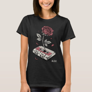Retro-Kassette Band Rose Personalisierter Name T-Shirt