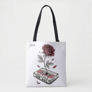 Retro-Kassette Band Rose Personalisierter Name Tasche