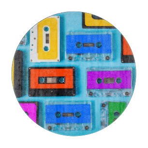 Retro-Kassette: Blaue Hintergrund-Kollektion Schneidebrett