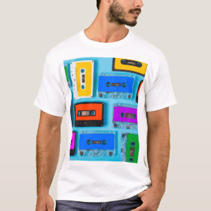 Retro-Kassette: Blaue Hintergrund-Kollektion T-Shirt