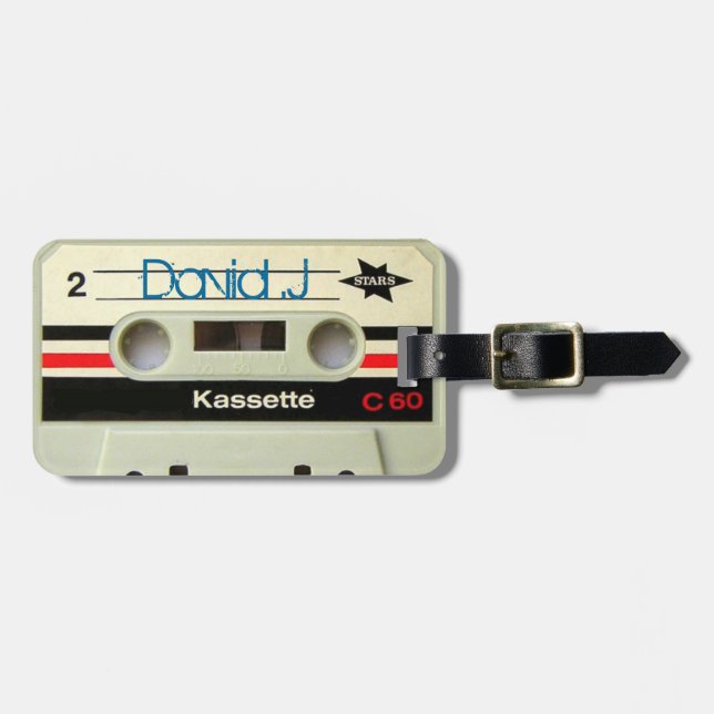 Retro Kassette Geeky nerdy Achtzigerjahre Kassette Gepäckanhänger (Vorderseite horizontal)