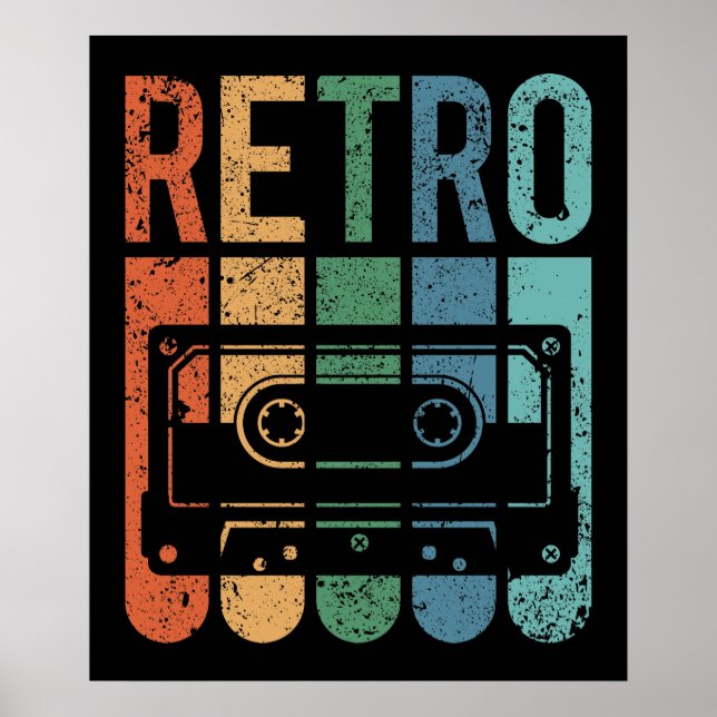 Retro-Kassette (Grunge-Effekt) Poster (Vorne)
