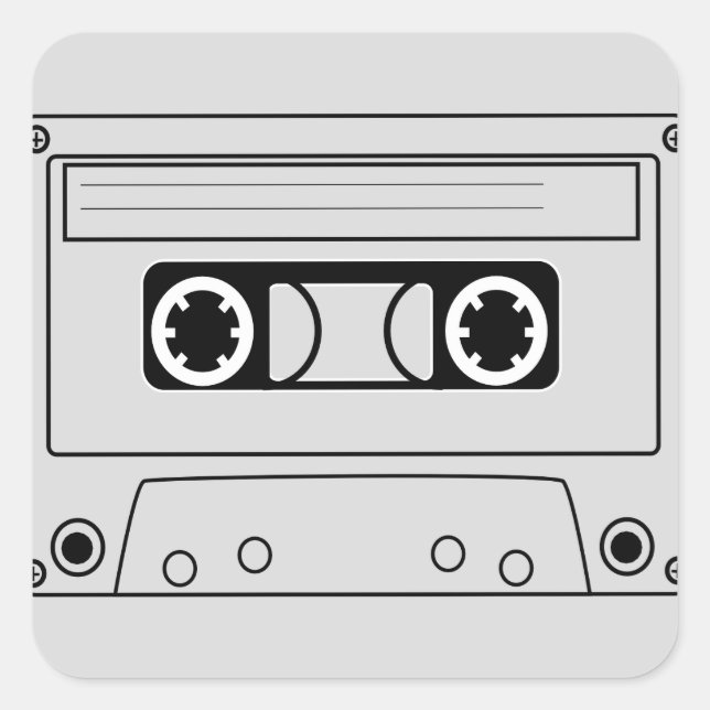 Retro-Kassette Quadratischer Aufkleber (Vorderseite)