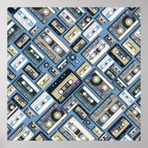 Retro-Kassette-Tape-Muster Poster