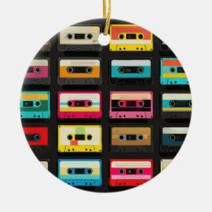 Retro-Kassette-Tape-Muster – Vintage-Musik Keramik Ornament