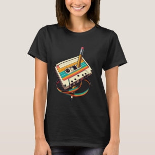 Retro-Kassette und Bleistift-Rückspul-Nostalgie-Te T-Shirt
