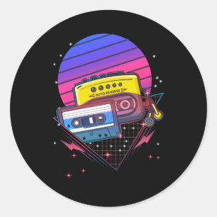 Retro-Kassette Vaporwave 80er 90er Vintage-Musik Runder Aufkleber