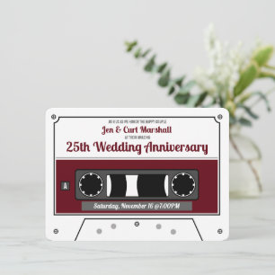 Retro-Kassette Weinrote Hochzeitsjubiläumsfeier Einladung