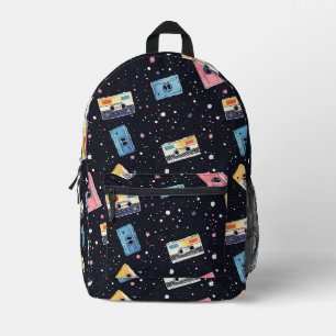 Retro-Kassetten im kosmischen Raum Bedruckter Rucksack