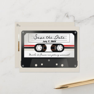 Retro-Kassettenband Beige Grau 90er Save the Date Ankündigungspostkarte