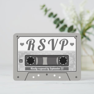 Retro-Kassettenband-Hochzeits-RSVP-Ankündigung Einladung