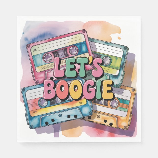 Retro-Kassettenband Lass uns Boogie Erwachsener Ge Serviette (Vorderseite)