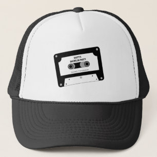 Retro-Kassettenband Schwarz-Weiß-Bachelor-Party Truckerkappe