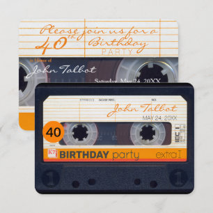 Retro-Kassettenband zum 40. Geburtstag - Party Ein Einladung