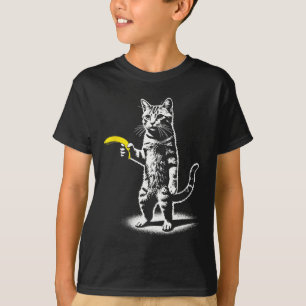 Retro Katz mit Bananenmäuse Männer Frauen Kinder N T-Shirt